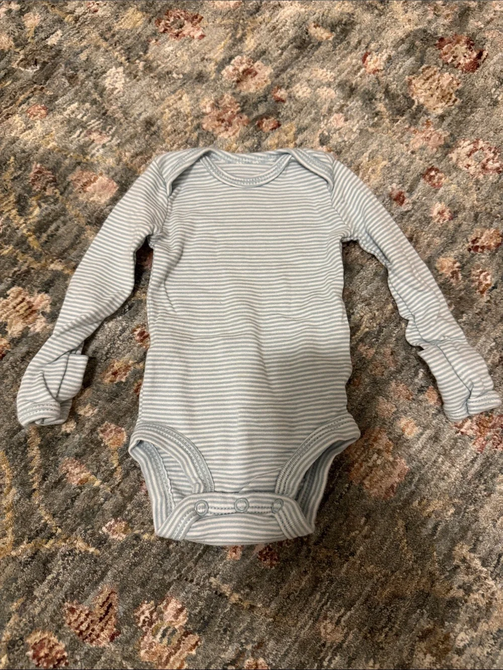 Carter's Light Blue and White Striped Long-Sleeve One-Piece